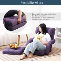 Cozy Floor Chair with 14 Adjustable Positions, Foldable Lazy Lounger for Home Offices and Gaming Rooms, 26.5"L x 22"W x 27"H, Purple(m-6)