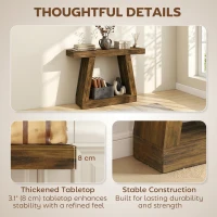 HOMCOM 42" Farmhouse Console Table, 2-Tier Entryway Table with Storage for Hallway, Living Room, Behind Couch, Rustic Brown(m-4)