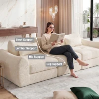 Cozy Compressed Sofa with Customizable Modular Layouts, Flexible Bed Couch for Both Compact and Spacious Spaces, 101.5"L x 36.5"W x 28.5"H, Beige(m-7)