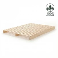 Minimalist Solid Wood Modular Bed Frame with Slatted Support, Heavy-Duty Platform Foundation for Bedrooms, 203L x 99W x 10H cm, Wooden(m-2)