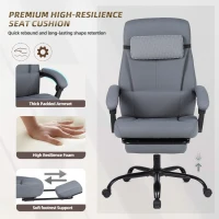 Solid Office Chair with Retractable Footrest and Ergonomic Support, Cozy Executive Seat for Home, Office, or Gaming, 28.5"L x 29"W x 50.5"H, Grey(m-3)