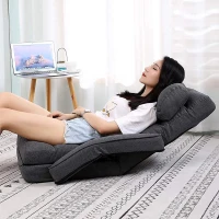 Cozy Floor Chair with 14 Adjustable Positions, Foldable Lazy Lounger for Home Offices and Gaming Rooms, 26.5"L x 22"W x 27"H, Gray(m-9)