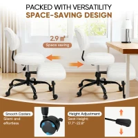 Ergonomic Cross-Legged Meditation Chair with Lumbar Support, Swivel Executive Office Desk Stool for Home Offices, 27" L x 35" W x 36.5" H, White(m-5)