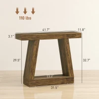 HOMCOM 42" Farmhouse Console Table, 2-Tier Entryway Table with Storage for Hallway, Living Room, Behind Couch, Rustic Brown(m-3)