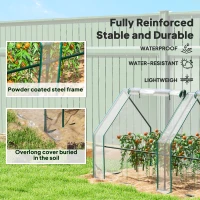 Outsunny Portable Mini Greenhouse, Outdoor Garden with Large Zipper Doors and Water/UV PVC Cover, 12' x 3' x 3', Clear(m-5)