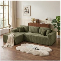 Cozy L-Shaped Compressed Sofa with 1400 lbs Weight Capacity and Cloud-Like Memory Foam, Spacious Couch for Big Families, 108"L x 68"W x 33"H, Green(m-9)