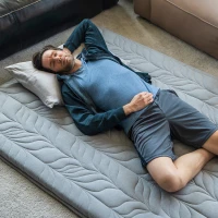Comfortable 4-Inch Futon Mattress with High-Density Foam, Breathable Floor Sleeping Pad for Bedrooms, 75" L x 39" W x 4" H, Light Gray(m-3)