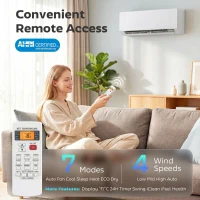 HOMCOM 18000 BTU Mini Split Air Conditioner, 22 SEER2 230V Wifi Enabled Inverter AC Unit & Heat Pump Cools up to 1250 Sq. Ft(m-6)