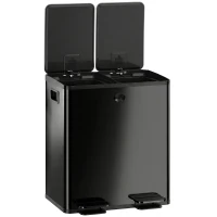 HOMCOM Garbage Bin, Soft-Close Trash Can with Foot Pedal, 2x5 Gal (2x20 L) Garbage Can with Removable Inner Buckets, Black(m-2)