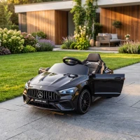 Qaba 12V Electric Car for Kids Licensed Mercedes AMG CLE 53 with Remote, Suspension, Lights, Music for 37-72 Months, Black(m-8)