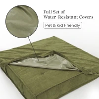 Versatile Modular Sofa Bed with Water-Resistant Velvet Fabric, Convertible Sleeper Couch for Living Rooms, 40" L x 40" W x 24.5" H, Olive Green(m-3)