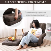 Cozy Floor Chair with 14 Adjustable Positions, Foldable Lazy Lounger for Home Offices and Gaming Rooms, 26.5"L x 22"W x 27"H, Brown(m-4)