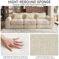 Cozy Compressed Sofa with Customizable Modular Layouts, Flexible Bed Couch for Both Compact and Spacious Spaces, 101.5"L x 36.5"W x 28.5"H, Beige(m-6)