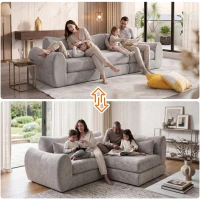 Cozy Compressed Sofa with Customizable Modular Layouts, Flexible Bed Couch for Both Compact and Spacious Spaces, 101.5"L x 36.5"W x 28.5"H, Gray(m-4)