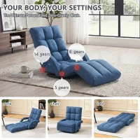 Swivel Gaming Chair with Adjustable Footrest, Ideal Floor Lounger for Living Room, Bedroom, or Gaming Setup, 20.5"L x 39.5"W x 26"H, Blue(m-4)
