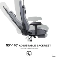 Ergonomic Gaming Chair with Adjustable Lumbar and Headrest Pillows, Cozy Computer Seat for Office and Gaming, 27.5"L x 20.5"W x 53"H, Gray(m-8)