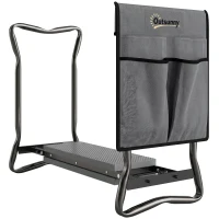 Outsunny 2-In-1 Garden Kneeler and Seat, Heavy Duty Foldable Garden Stool with Soft EVA Pad and Tool Pouch, Gray(m-1)