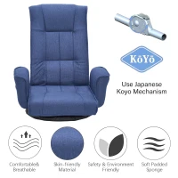 Swivel Floor Chair with 14-Angle Adjustable Backrest, Versatile Floor Lounger for Gaming, Meditation, and TV Watching, 18"L x 18.5"W x 30.5"H, Blue(m-3)