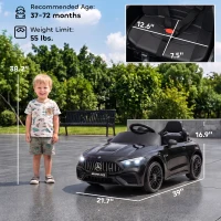 Qaba 12V Electric Car for Kids Licensed Mercedes AMG CLE 53 with Remote, Suspension, Lights, Music for 37-72 Months, Black(m-3)