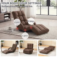 Swivel Gaming Chair with Adjustable Footrest, Ideal Floor Lounger for Living Room, Bedroom, or Gaming Setup, 20.5"L x 39.5"W x 26"H, Brown(m-3)