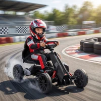 Aosom 12V Electric Go Kart for Kids, Ride On Toy with EVA Tires, 2 Speeds, Adjustable Seat, Safety Belt for 3-8 Years, Black(m-10)