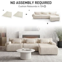 L-Shaped Compressed Sofa with High-Density Chenille Fabric and Supportive Backrests, Stylish Couch with Boneless Construction, 126"L x 68.5"W x 32"H, Beige(m-7)
