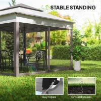 Outsunny 11' x 11' Pop Up Gazebo 2-Tier Soft Top Shelter Event Tent w/ Netting Carry Bag for Patio Backyard Garden, Mixed Grey(m-6)