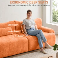 L-Shaped Compressed Sofa with High-Density Chenille Fabric and Supportive Backrests, Stylish Couch with Boneless Construction, 126"L x 68.5"W x 32"H, Orange(m-5)