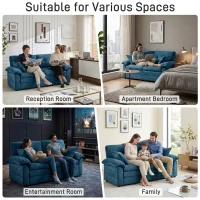 Modular Cloud Sofa with Soft Chenille Fabric, Cozy 2-Seater Couch for Apartments, Bedrooms, and Small Offices, 84"L x 35.5"W x 34.5"H, Blue(m-6)