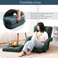 Cozy Floor Chair with 14 Adjustable Positions, Foldable Lazy Lounger for Home Offices and Gaming Rooms, 26.5"L x 22"W x 27"H, Green(m-6)