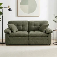 Modular Cloud Sofa with Soft Chenille Fabric, Cozy 2-Seater Couch for Apartments, Bedrooms, and Small Offices, 84"L x 35.5"W x 34.5"H, Green(m-8)