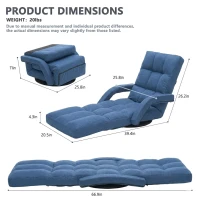 Swivel Gaming Chair with Adjustable Footrest, Ideal Floor Lounger for Living Room, Bedroom, or Gaming Setup, 20.5"L x 39.5"W x 26"H, Blue(m-3)