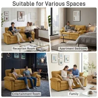 Modular Cloud Sofa with Soft Chenille Fabric, Cozy 2-Seater Couch for Apartments, Bedrooms, and Small Offices, 84"L x 35.5"W x 34.5"H, Yellow(m-6)
