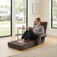 Folding Floor Chair with 14 Precision Adjustment Levels, Practical Floor Lounger for Reading, Gaming, or Relaxing, 20.5"L x 39.5"W x 25.5"H, Brown(m-9)