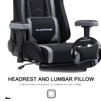 Ergonomic Gaming Chair with Adjustable Lumbar and Headrest Pillows, Cozy Computer Seat for Office and Gaming, 27.5"L x 20.5"W x 53"H, Black(m-5)