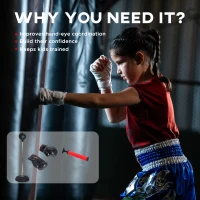 Soozier Boxing Bag with Stand, Freestanding Punching Bag with 49.6"-56.7" Adjustable Height, Fillable Base, Pump, Gloves, Black(m-5)