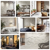 HOMCOM 8-Pack 3D Faux Stone Wall Panels, Lightweight Polyurethane Panels for Interior and Exterior Accent Walls, Light Gray(m-7)