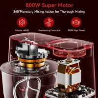 Powerful 800W 7.4-QT Stand Mixer with 12 Speeds, Heavy-Duty Electric Dough Kneader for Home Kitchens, 13.5" L x 10.5" W x 14" H, Metallic Grey(m-4)