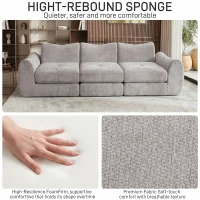 Cozy Compressed Sofa with Customizable Modular Layouts, Flexible Bed Couch for Both Compact and Spacious Spaces, 101.5"L x 36.5"W x 28.5"H, Gray(m-6)