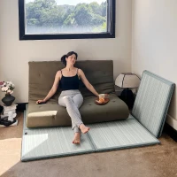 Breathable CocoShield Tatami Mat with Natural Jute Fiber, Moisture-Proof Sleeping Pad for Bedrooms, 137L x 203W x 2H cm, Light Green(m-7)