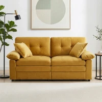 Modular Cloud Sofa with Soft Chenille Fabric, Cozy 2-Seater Couch for Apartments, Bedrooms, and Small Offices, 84"L x 35.5"W x 34.5"H, Yellow(m-8)