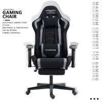 Ergonomic Gaming Chair with Adjustable Lumbar and Headrest Pillows, Cozy Computer Seat for Office and Gaming, 27.5"L x 20.5"W x 53"H, Black(m-2)