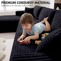 Cozy L-Shaped Compressed Sofa with 1400 lbs Weight Capacity and Cloud-Like Memory Foam, Spacious Couch for Big Families, 108"L x 68"W x 33"H, Black(m-4)