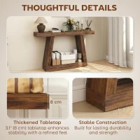 HOMCOM 55" Farmhouse Console Table, 2-Tier Entryway Table with Storage for Hallway, Living Room, Behind Couch, Rustic Brown(m-4)