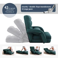 Cozy Floor Chair with 14 Adjustable Positions, Foldable Lazy Lounger for Home Offices and Gaming Rooms, 26.5"L x 22"W x 27"H, Green(m-3)