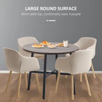HOMCOM Ф31.5" Dining Room Table, Industrial Style Kitchen Table Round  with Steel Legs, Rustic Brown(m-5)