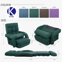 Cozy Floor Chair with 14 Adjustable Positions, Foldable Lazy Lounger for Home Offices and Gaming Rooms, 26.5"L x 22"W x 27"H, Green(m-1)
