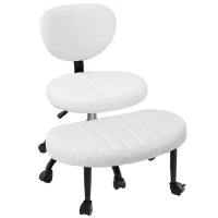 Ergonomic Cross-Legged Meditation Chair with Lumbar Support, Swivel Executive Office Desk Stool for Home Offices, 27" L x 35" W x 36.5" H, White(m-2)