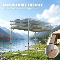 Outsunny Outdoor Aluminum Folding Picnic Table Height Adjustable with Storage Organizer BBQ Camping(m-4)