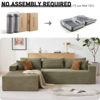 Cozy L-Shaped Compressed Sofa with 1400 lbs Weight Capacity and Cloud-Like Memory Foam, Spacious Couch for Big Families, 108"L x 68"W x 33"H, Green(m-6)